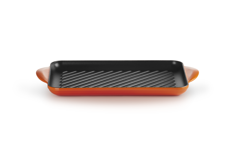 Grill rettangolare Tradition in ghisa vetrificata 32 cm - colore arancio