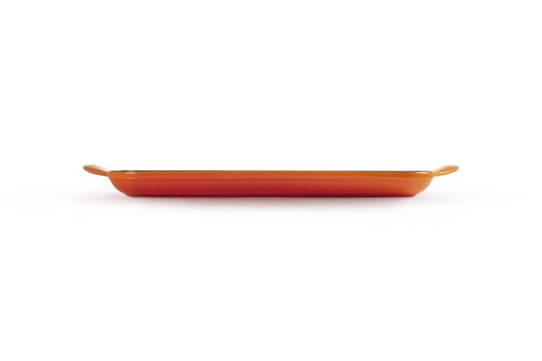 Grill rettangolare Tradition in ghisa vetrificata 32 cm - colore arancio