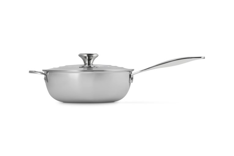 Padella "Dello Chef" con maniglia e coperchio in acciaio inox, interno antiadere