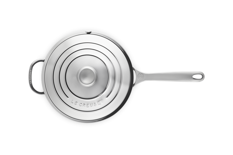 Padella "Dello Chef" con maniglia e coperchio in acciaio inox, interno antiadere