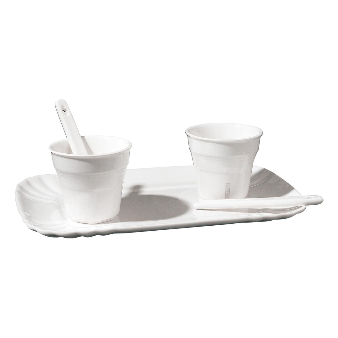 Bicchierino Caffè Set Porcellana Con Palettine E Vassoio