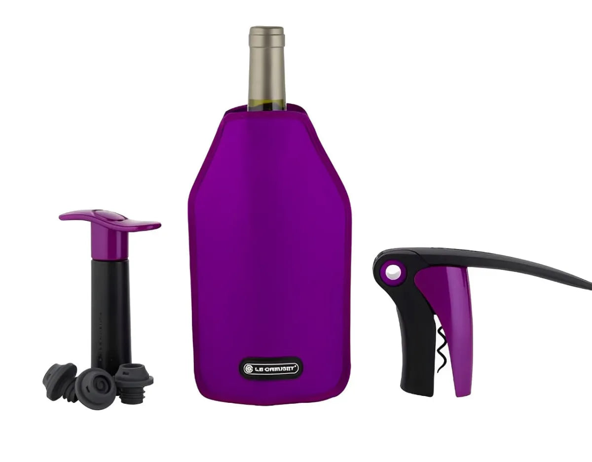 Set Cavatappi a Leva con Pompetta per Sottovuoto e Rinfresca Vino - Purple