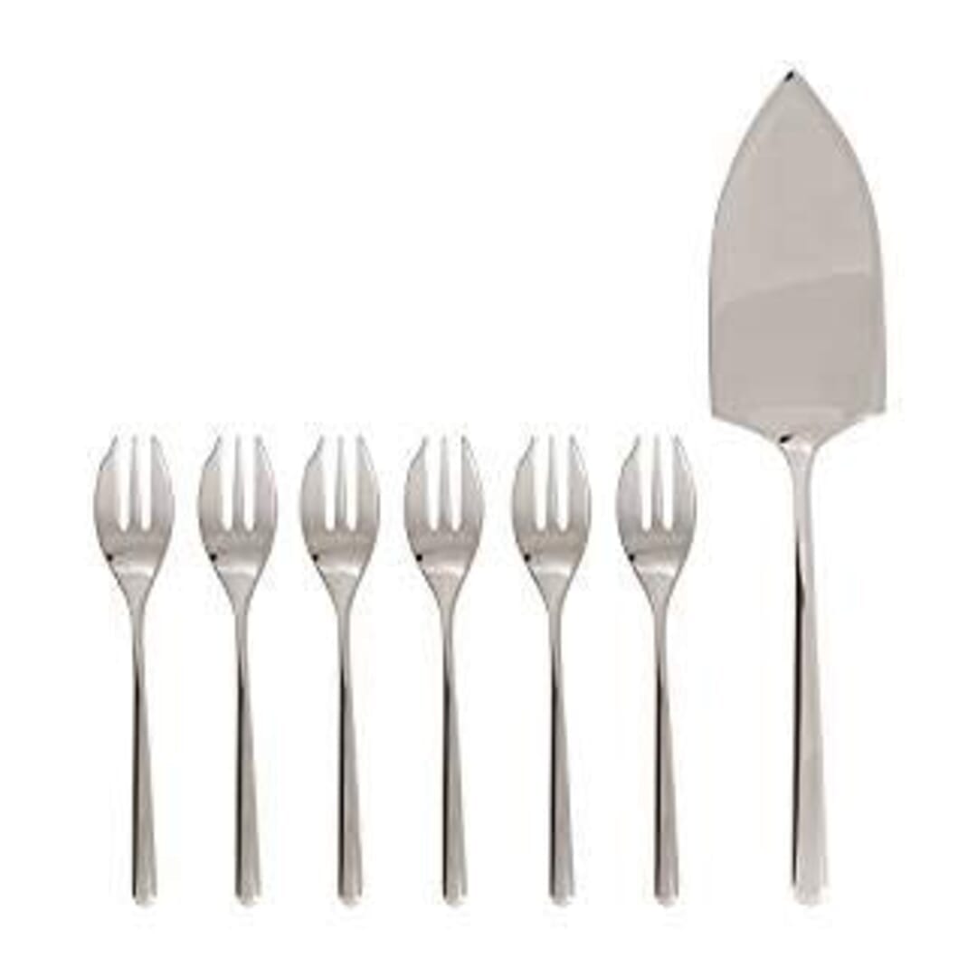 Sambonet Cake Set 6 Forks And Server Linear S/Steel 52513A87