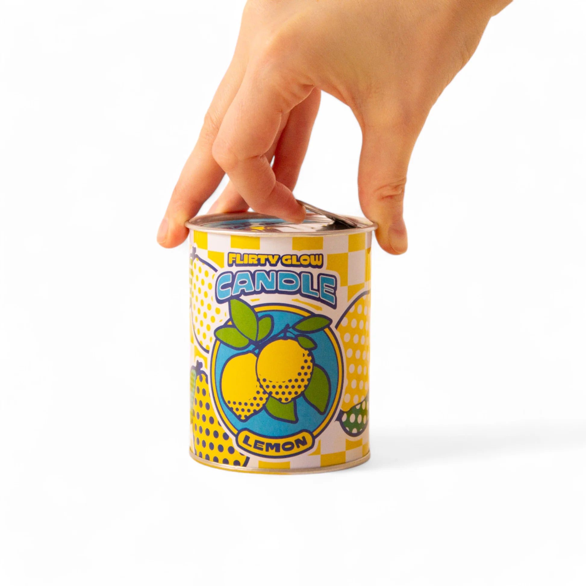 CANDELA "FLIRTY GLOW" IN CERA E LATTA ? 7,5 H. 9,7 CM - LEMON