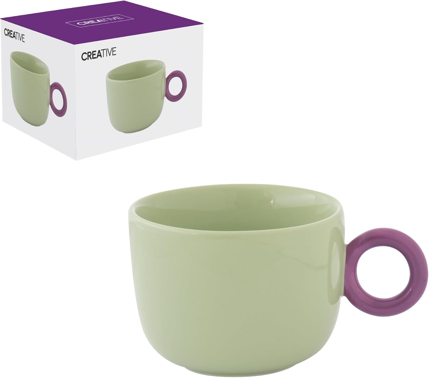 Tazza colazione 400 ml in porc.in color box CREATIVE COLORE VERDE