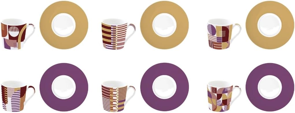 et 6 tazzine espresso 100 ml c/piattini in gift box GEOMETRIC ART