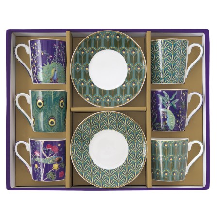 Set 6 tazzine espr.100 ml c/piattini in gift box IMPERIAL PEACOCK