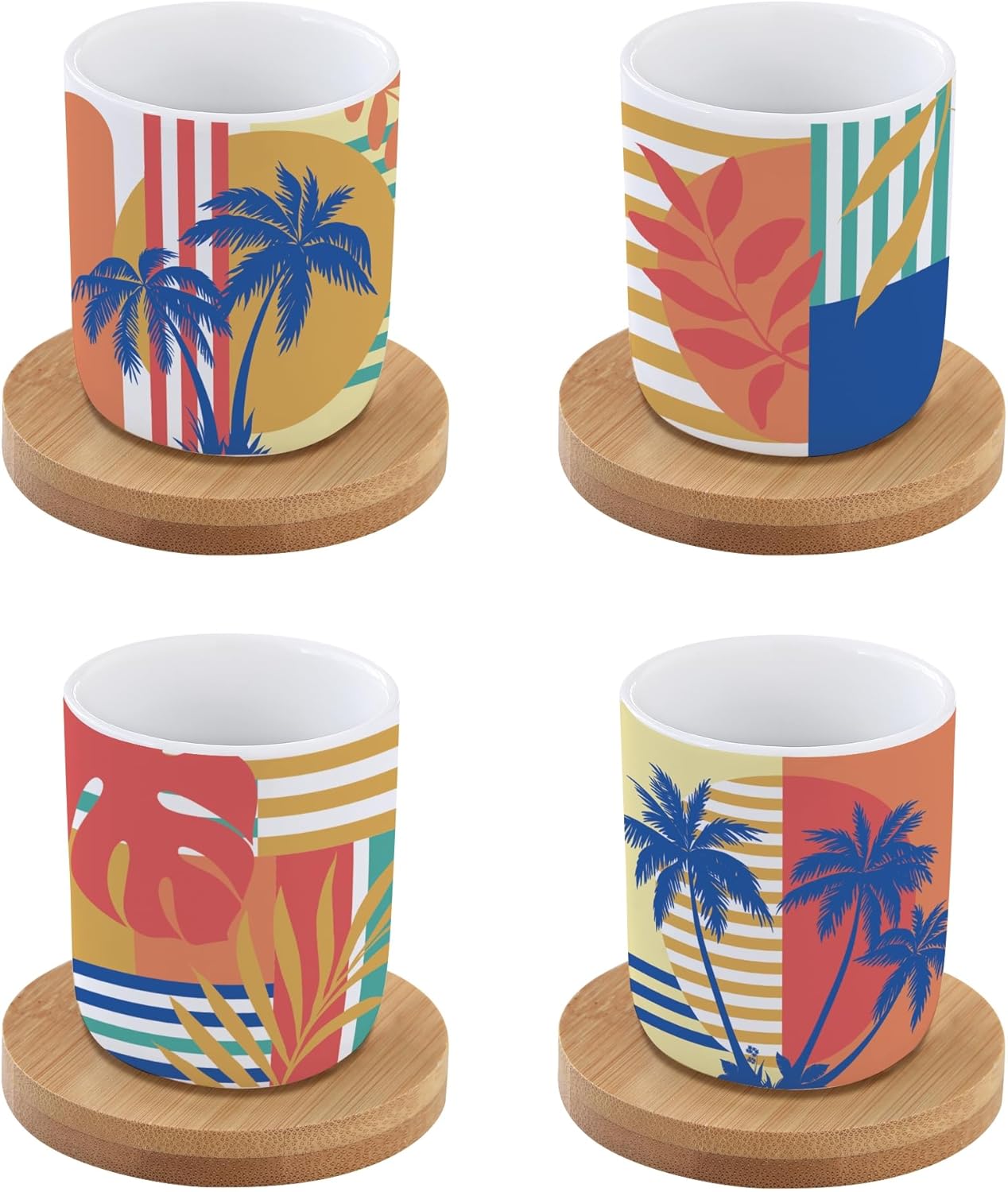 Set 4 bicchierini caffè 110 ml c/piattini in bamboo in gift box BAHIA