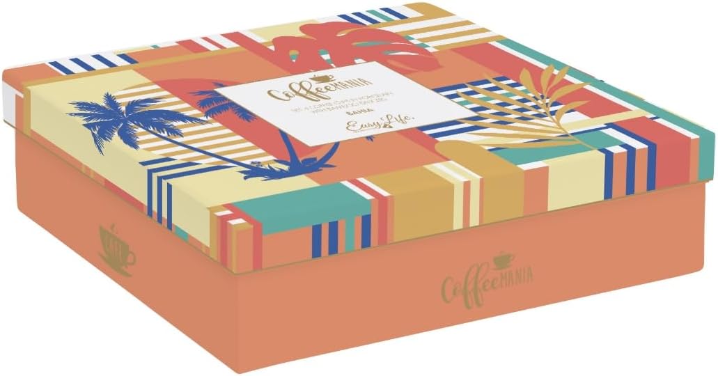 Set 4 bicchierini caffè 110 ml c/piattini in bamboo in gift box BAHIA