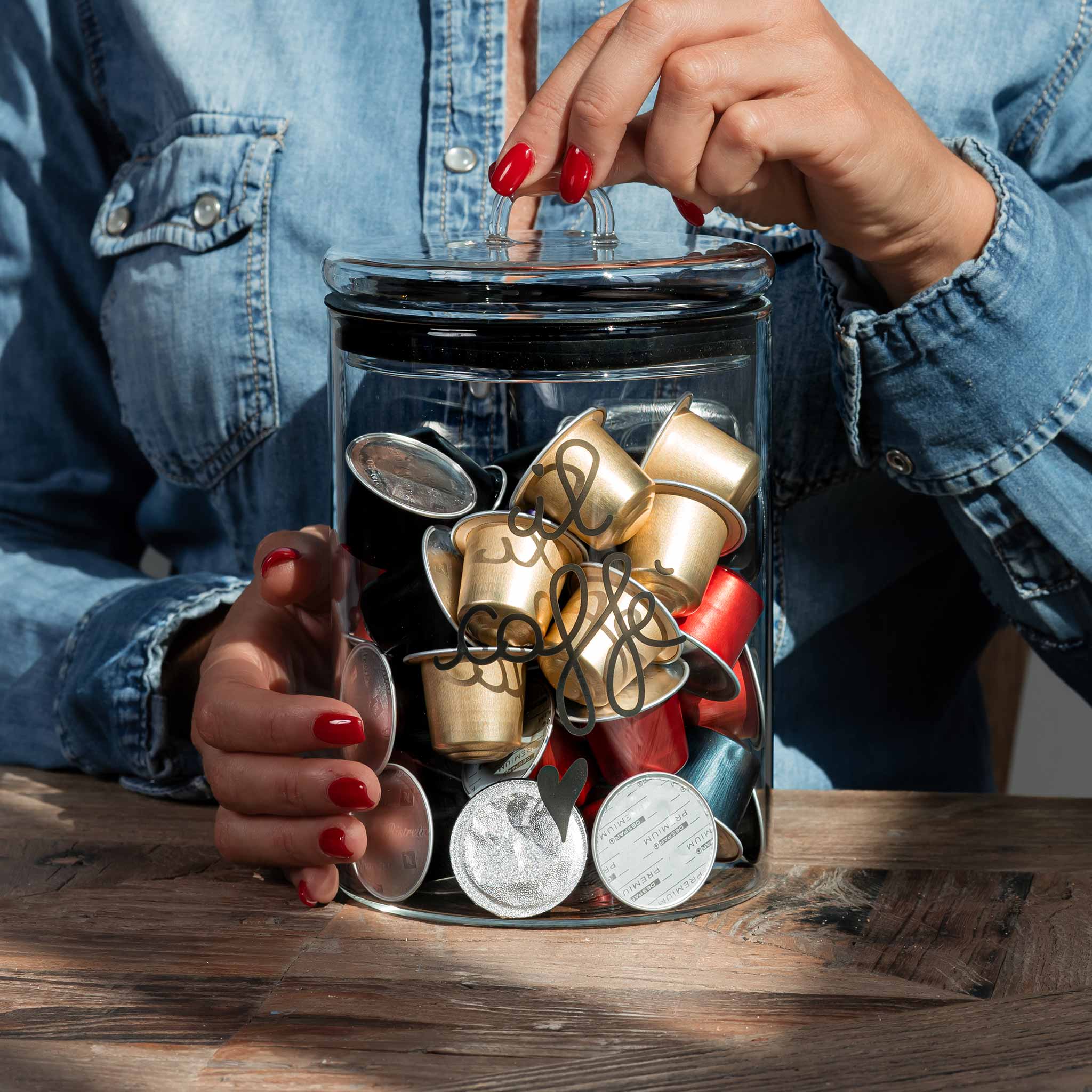 Barattolo in Vetro " Il caffè " in Nero