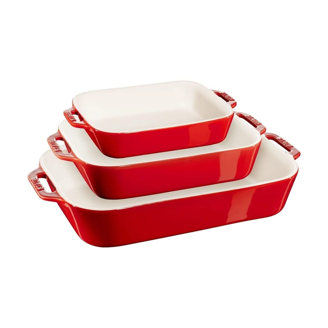 Staub Ceramique Set Di 3 Piastre Rettangolari Ciliegia