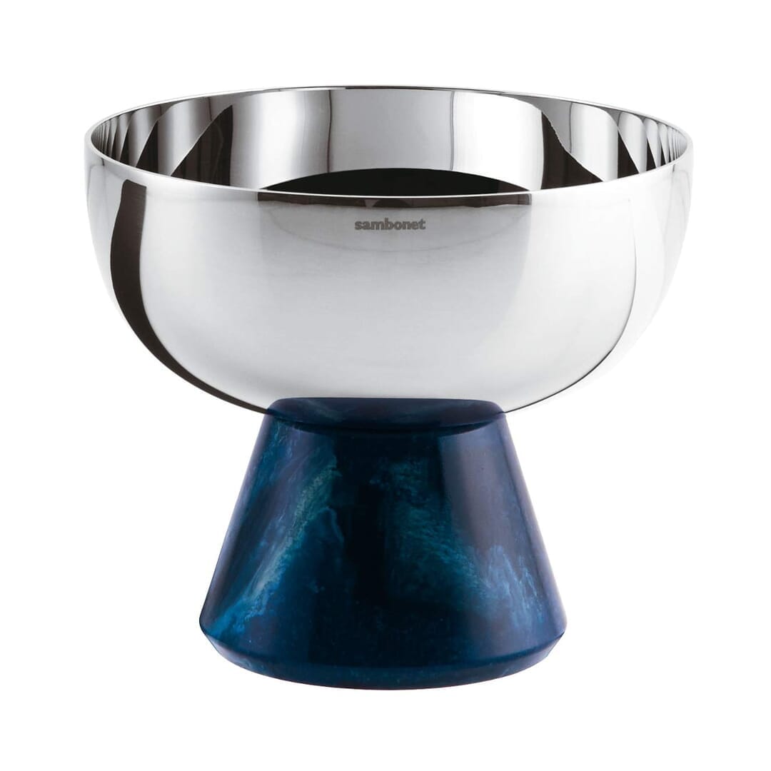 Sambonet Coppa Con Piede Madame Inox Base Resina Blu Lapislazzulo
