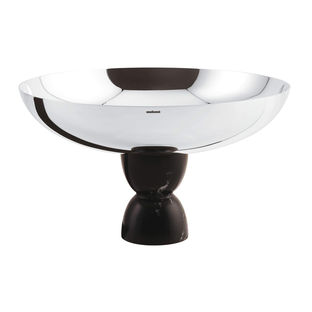 Sambonet Coppa Con Piede Madame Inox Argentato Base Resina Nera Marmo