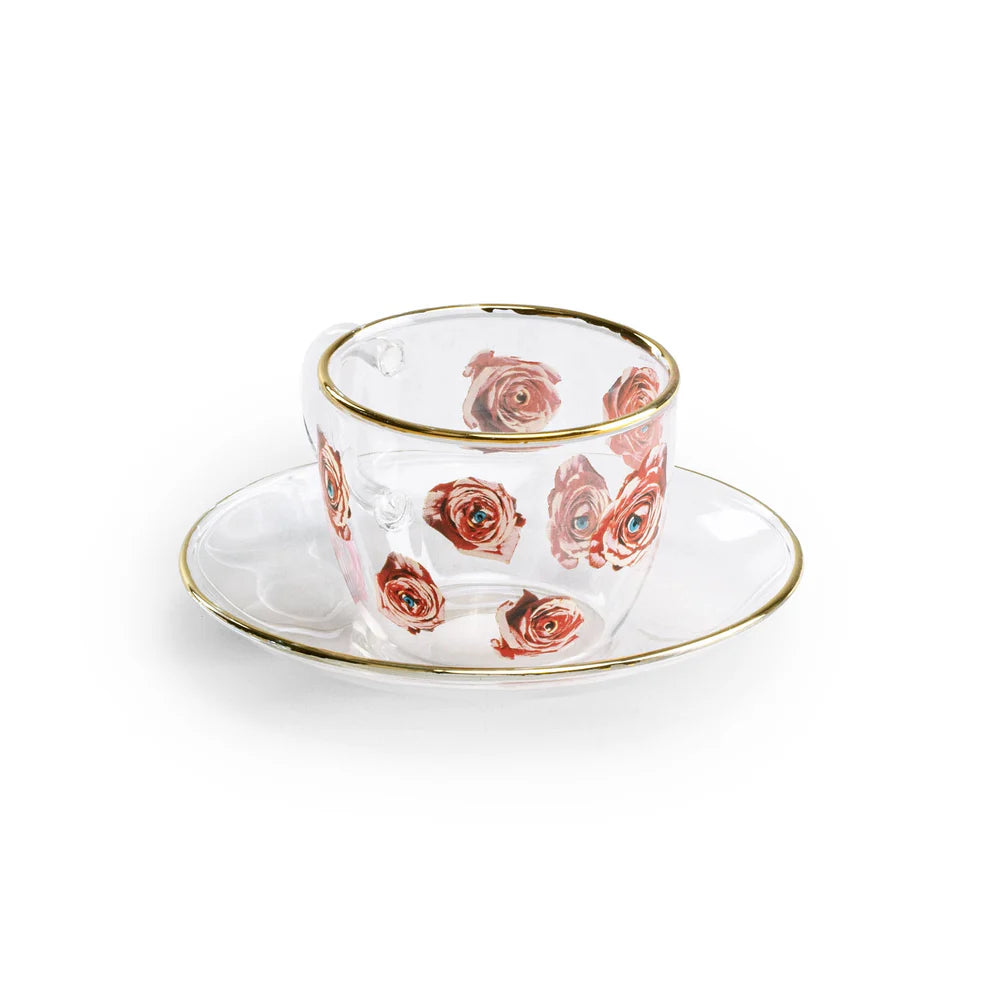 Coffee Cup Roses - Tazzina in vetro