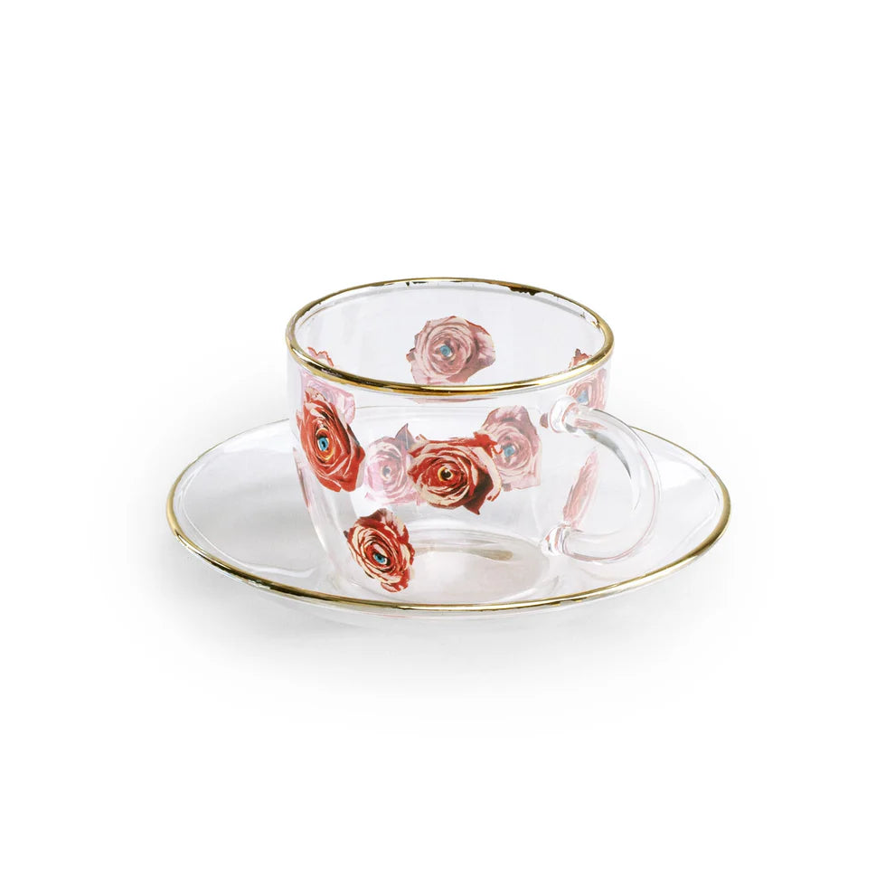 Coffee Cup Roses - Tazzina in vetro