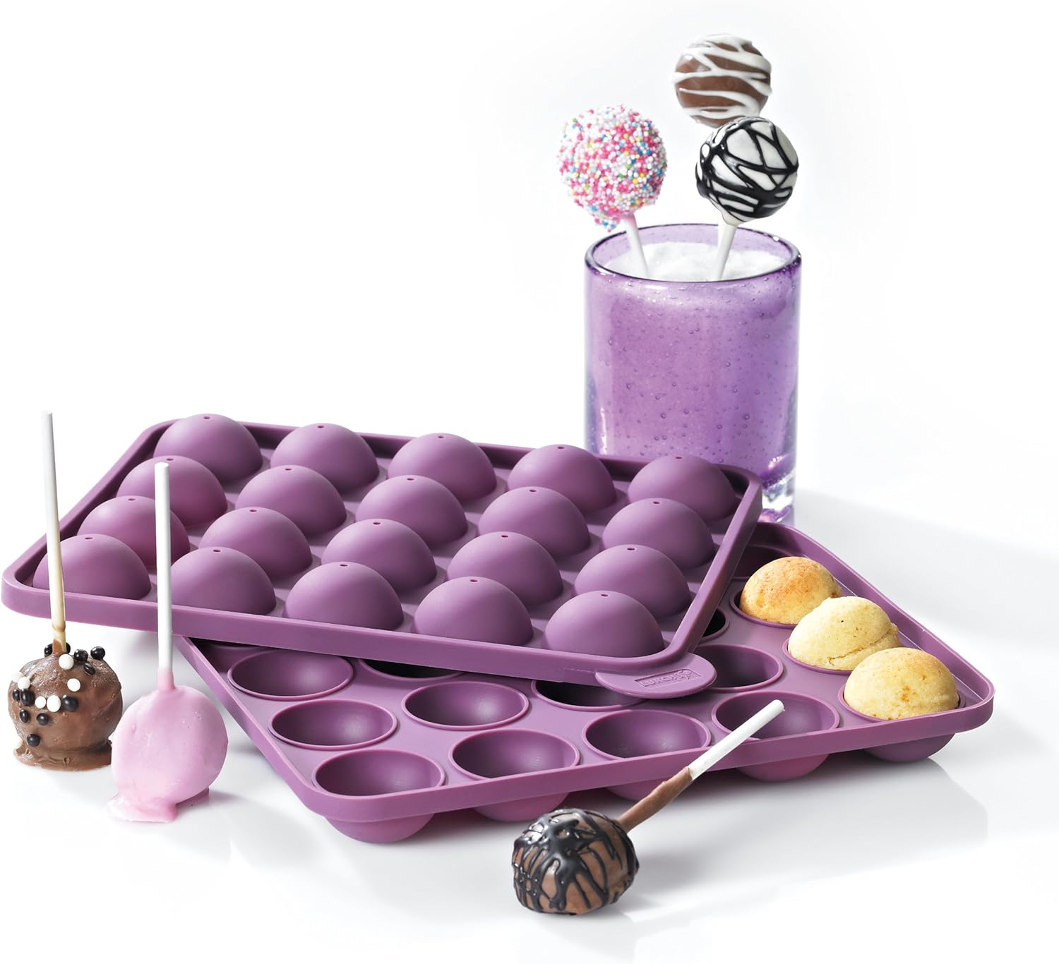 Stampo in FlexiForm per 20 Cake Pops, in Silicone, Colore violaceo