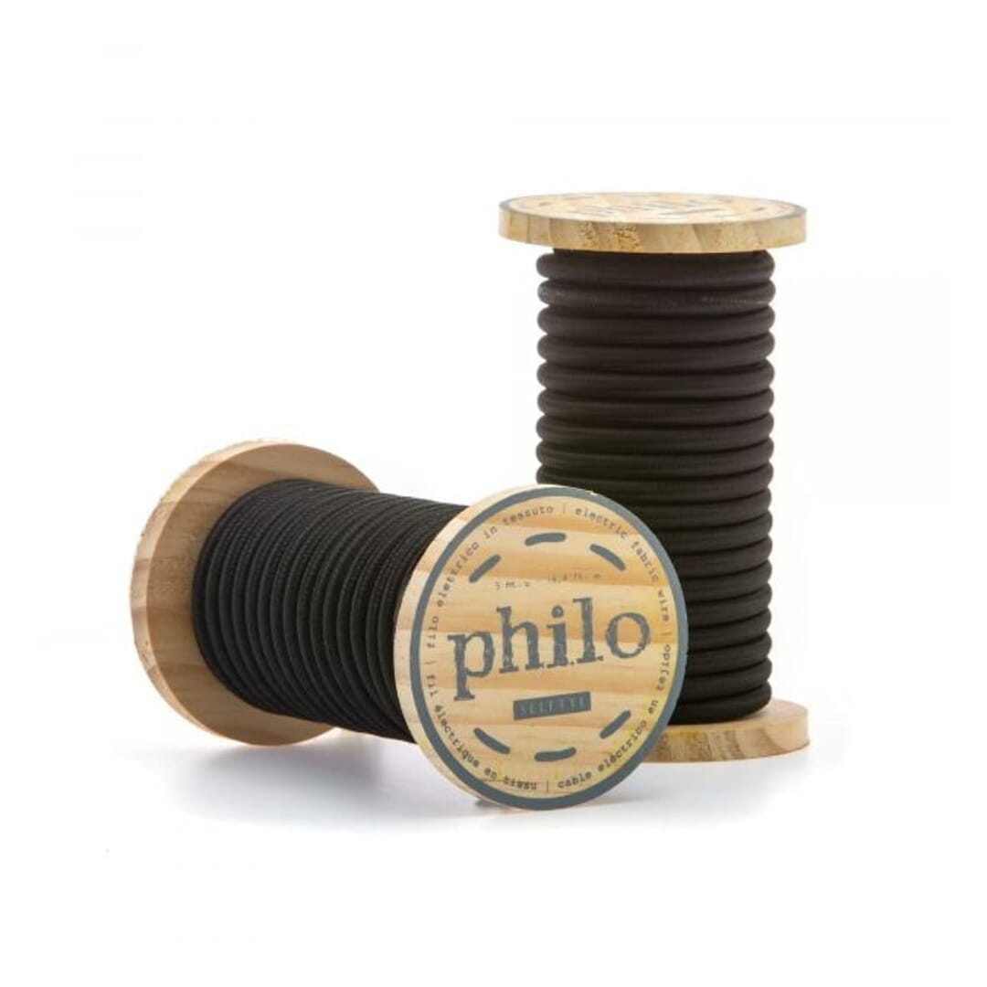 Seletti Filo Elettrico In Bobina Philo Ricoperto In Cotone Nero