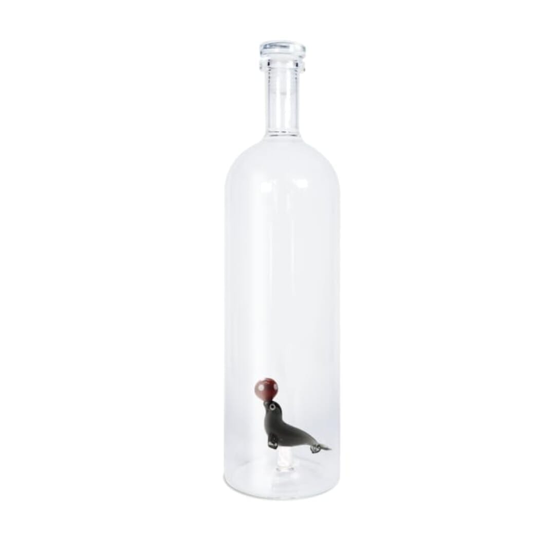 Wd Lifestyle Bottiglia In Vetro Borosilicato Con Tappo Decorazione Foca