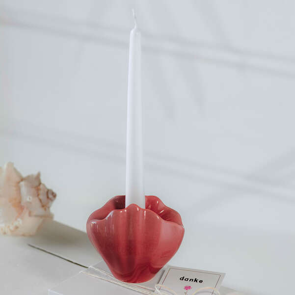 Perlemor Portacandela a bugia - Rosa, 11,2 x 7,9 x 9,3 cm, terracotta