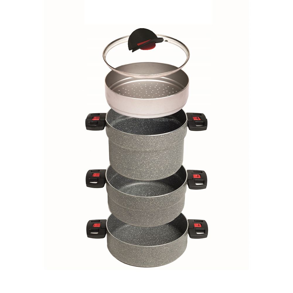 CLICK&COOK LE IMPILABILI - SET PENTOLE SALVASPAZIO 5 PZ GRANITIUM