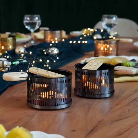 SET RACLETTE A LUME DI CANDELA PER 2 - NERO