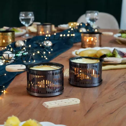 SET RACLETTE A LUME DI CANDELA PER 2 - NERO