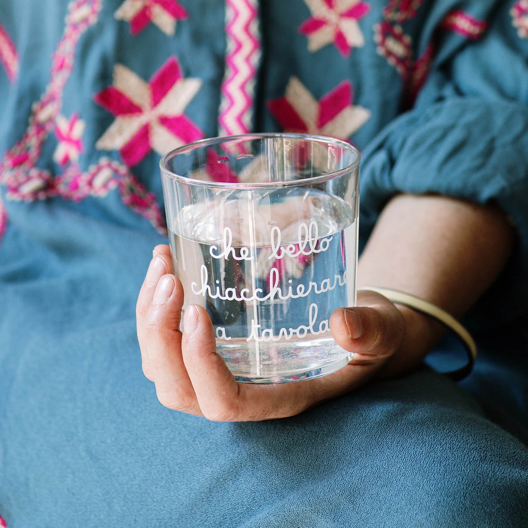 Set in Vetro 6 Bicchieri acqua " Che bello chiacchierare "