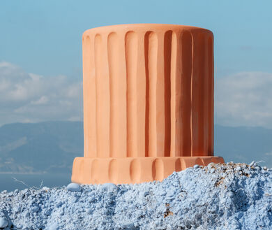 Seletti Vaso E Sottovaso In Terracotta "Dorico" Ø Cm.29 H.30 - 11502