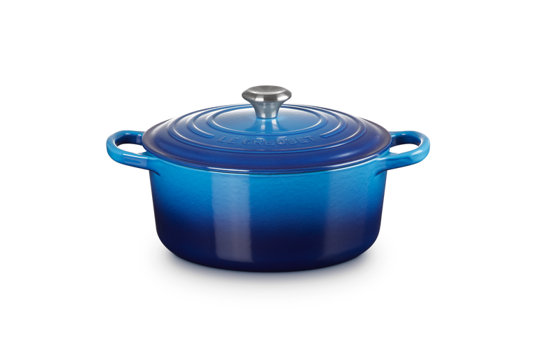 Cocotte rotonda Evolution in ghisa vetrificata - colore azzurro - 22 cm