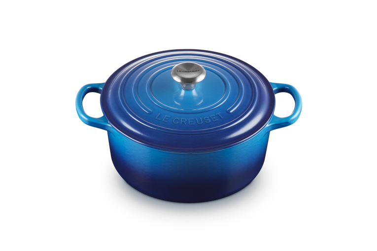 Cocotte rotonda Evolution in ghisa vetrificata - colore azzurro - 22 cm
