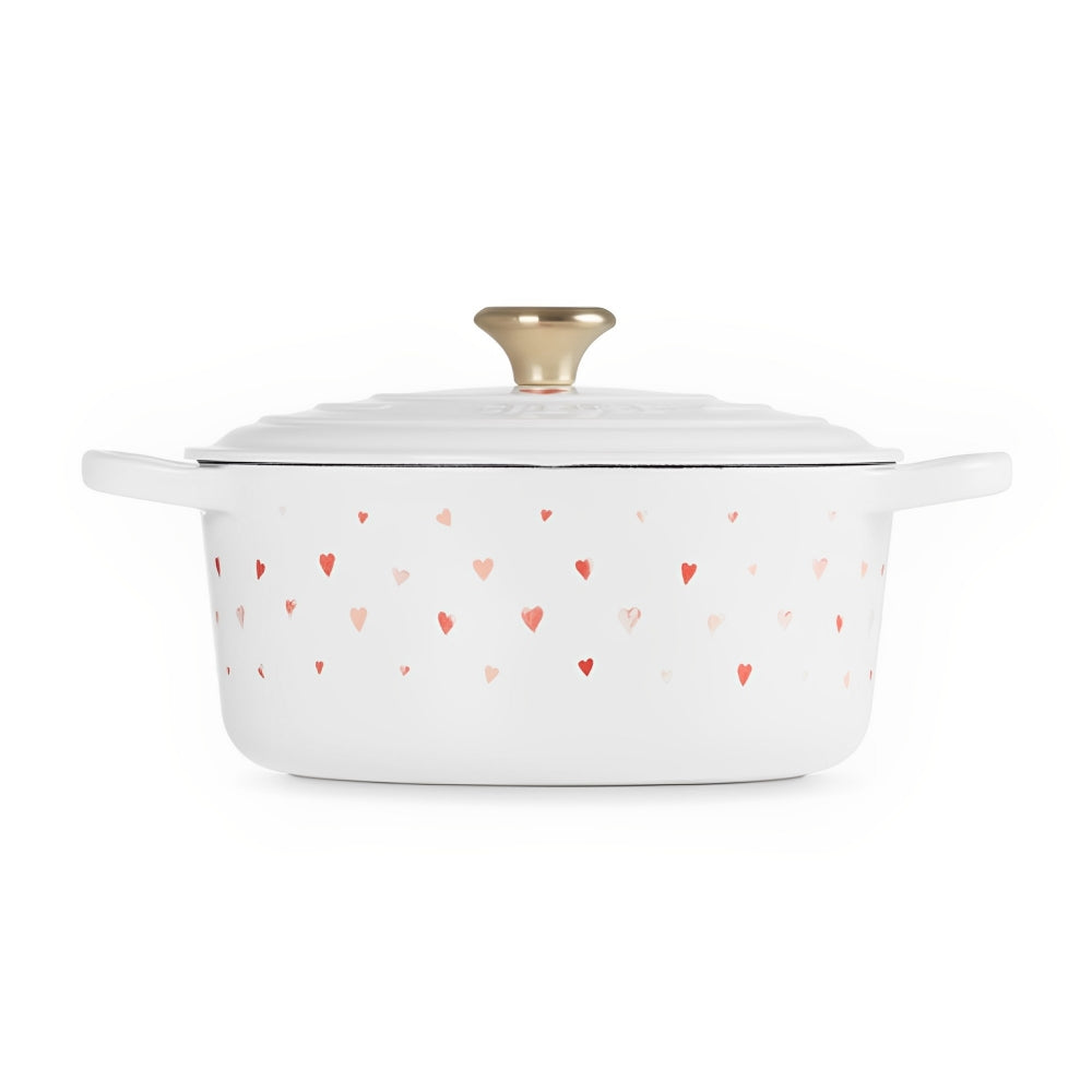 Cocotte Rotonda Evolution 22cm Cuori su bianco
