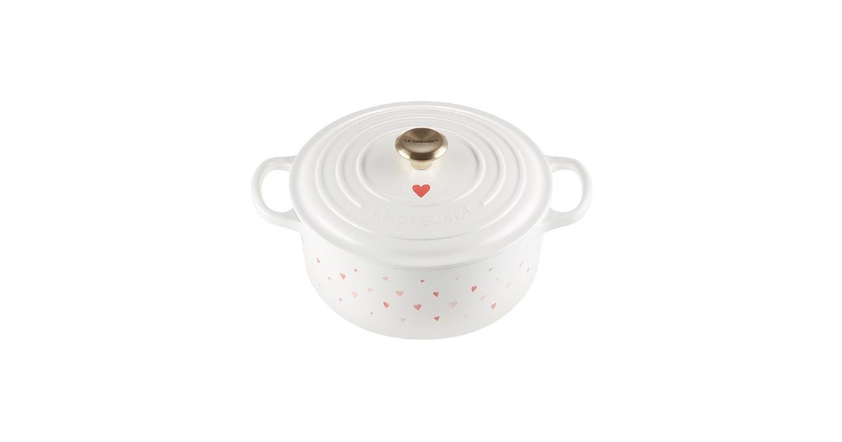 Cocotte Rotonda Evolution 22cm Cuori su bianco
