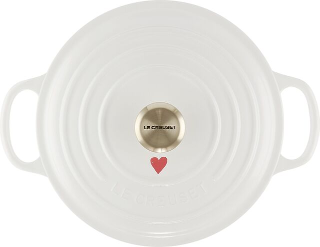 Cocotte Rotonda Evolution 22cm Cuori su bianco