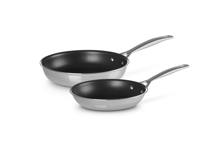 Set 2 padelle in acciaio inox, int. antiaderente - 20 e 24 cm