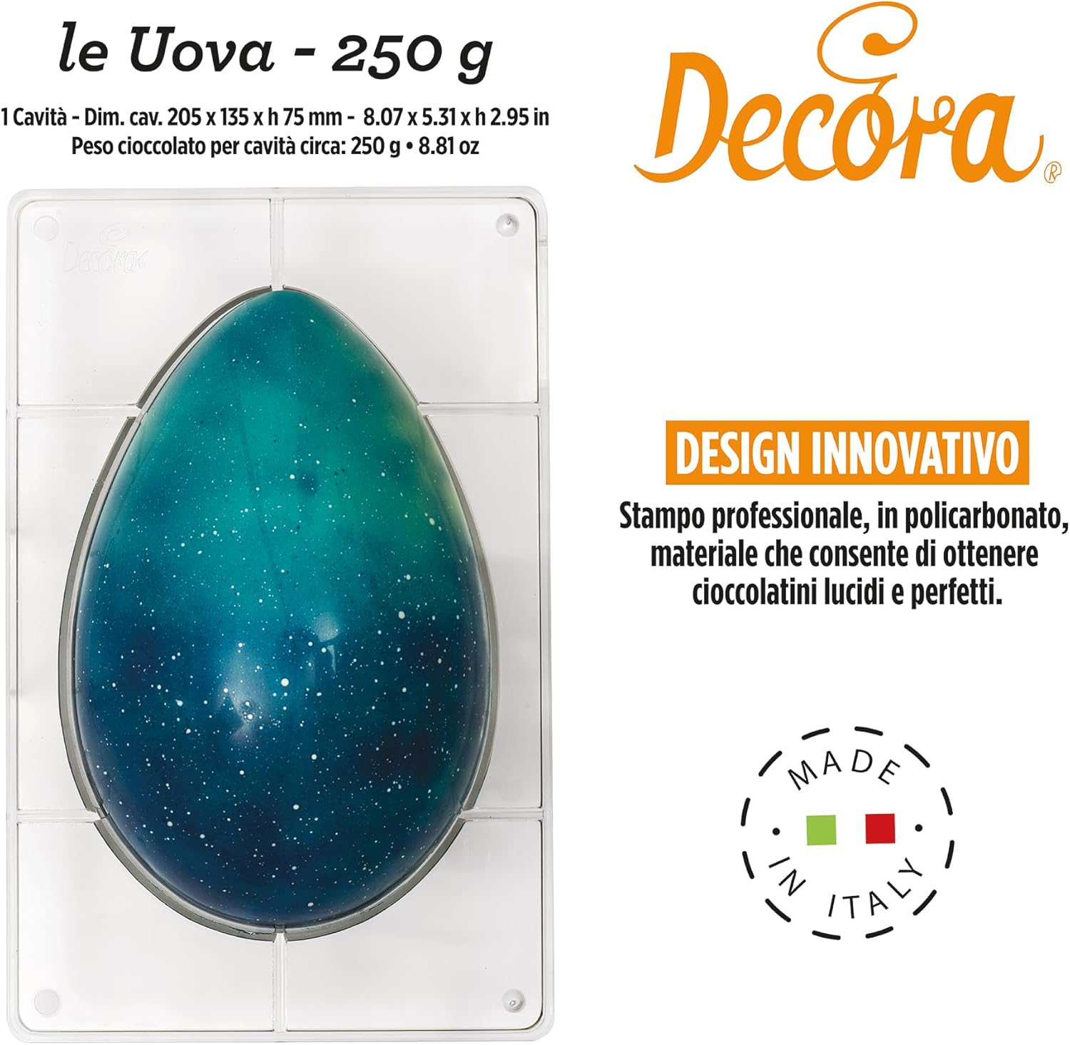 STAMPO UOVA POLICARBONATO - 250 G - 1 CAVITA' DA 135 X 205 MM