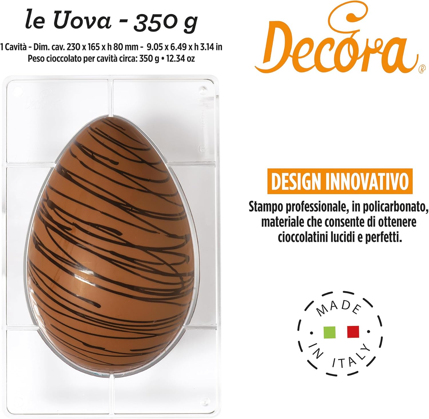 STAMPO UOVA POLICARBONATO 350 G 1 CAVITA' DA 163 X 230 MM