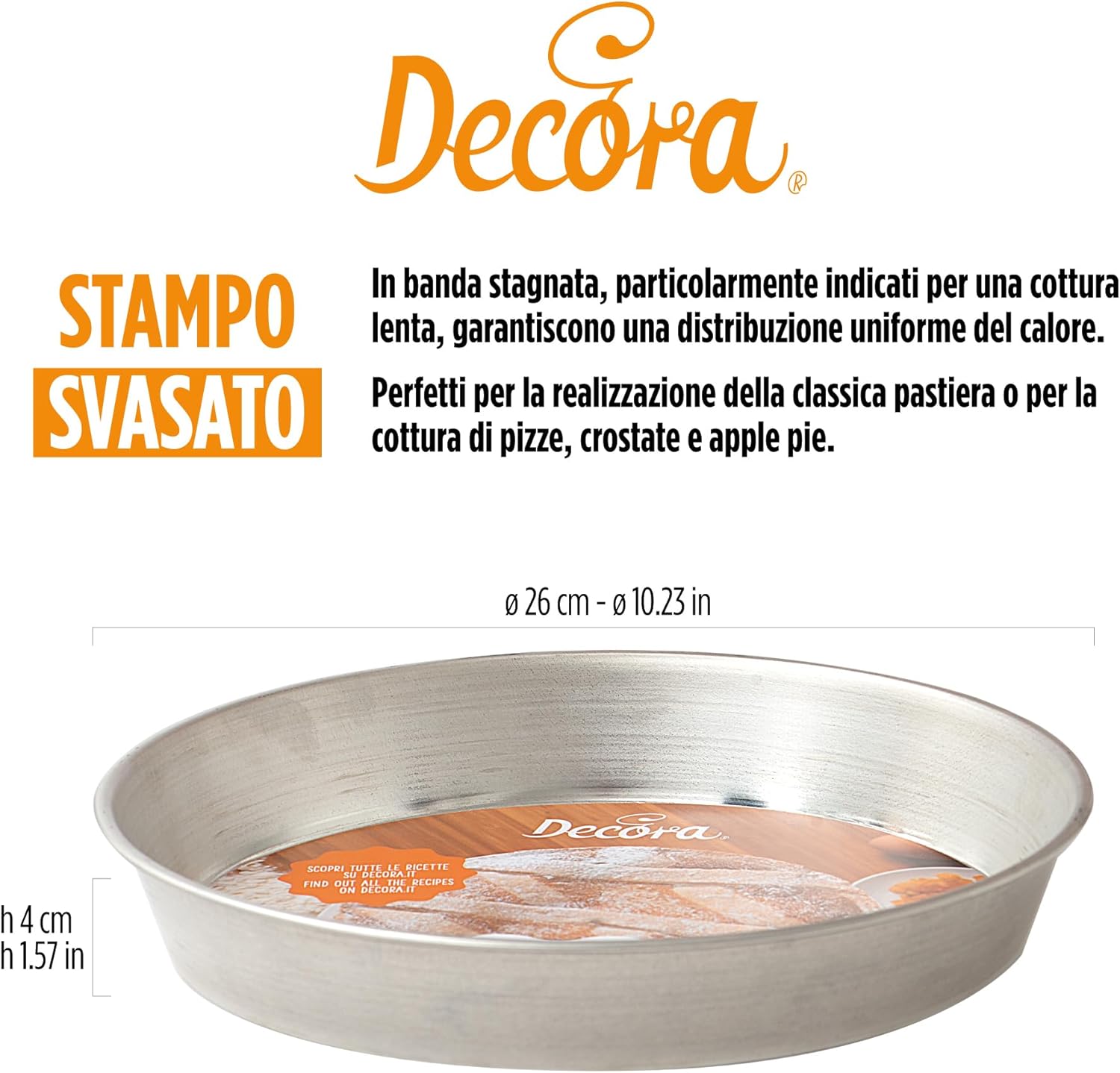 Stampi bordo svasato per pastiera e pizza 26XH4 CM