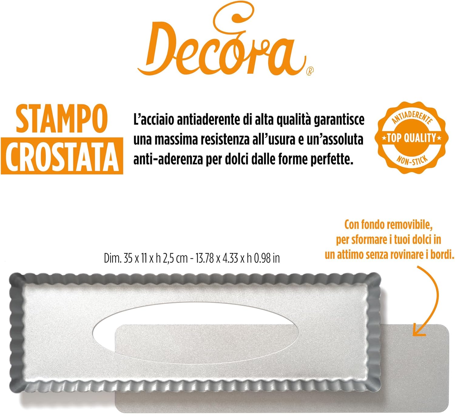 Stampo crostata con fondo mobile rettangolare stretto