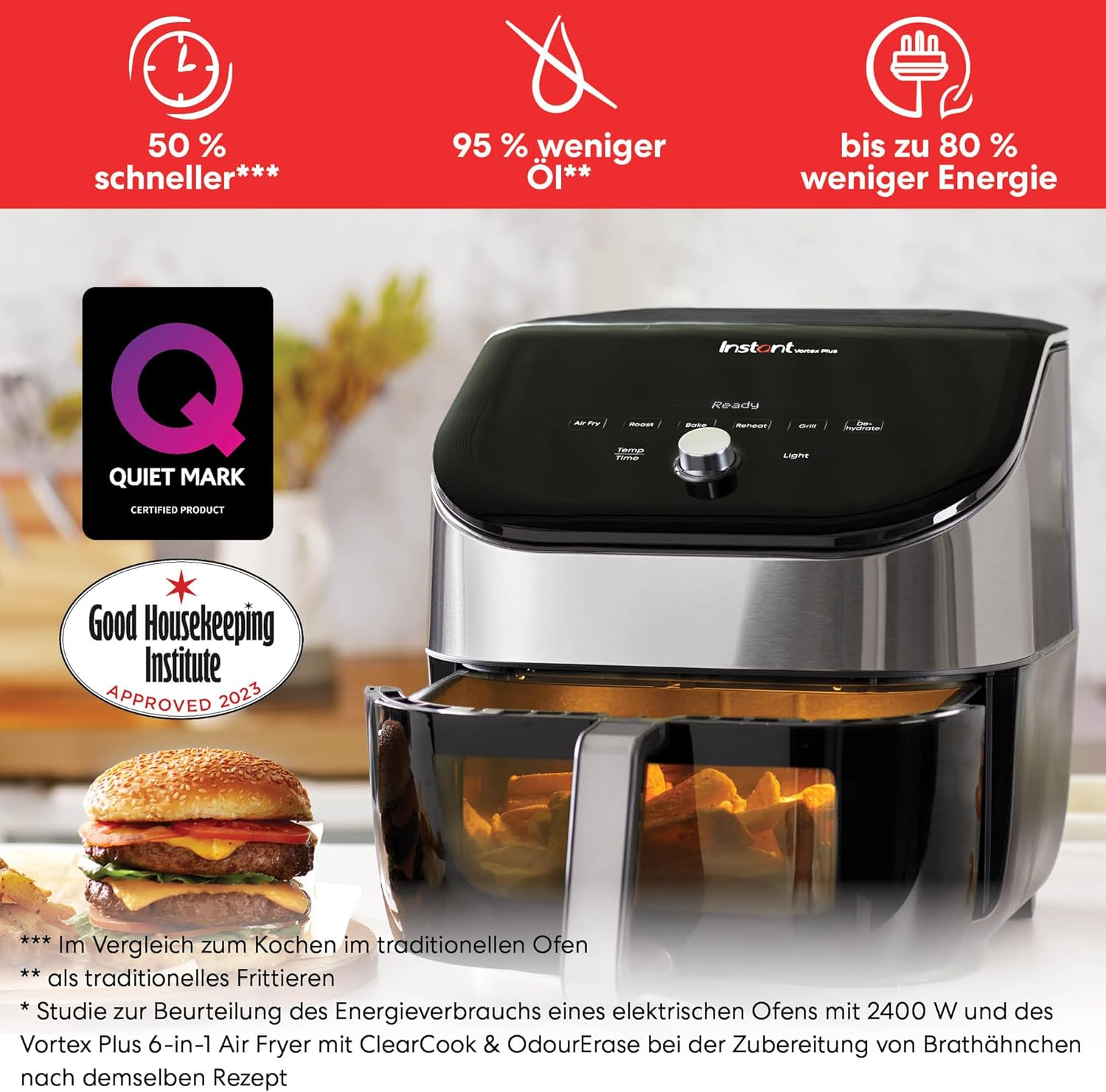 Instant Vortex Plus con ClearCook - Friggitrice ad aria calda-5,7 LT-6 in 1