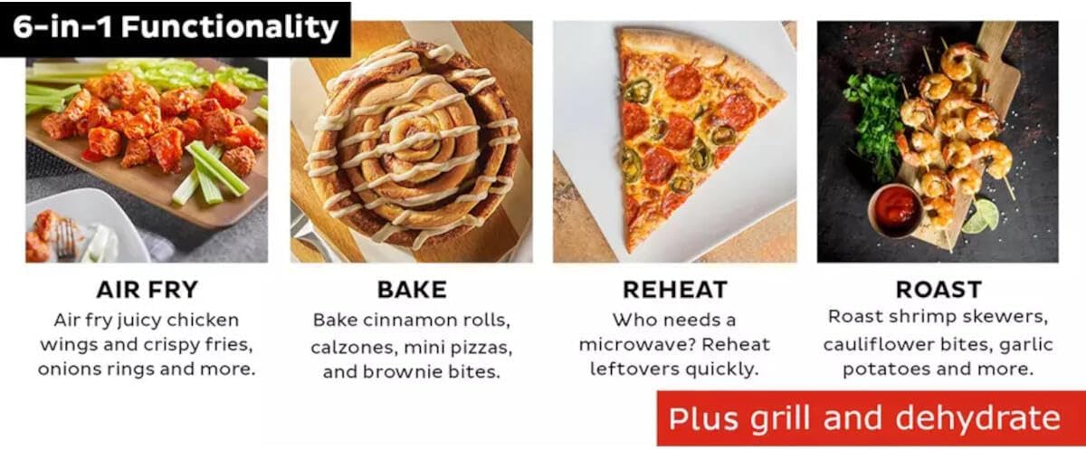 Instant Vortex Plus con ClearCook - Friggitrice ad aria calda-5,7 LT-6 in 1