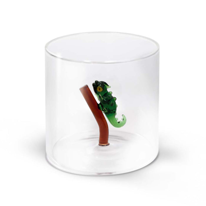 Bicchiere in vetro borosilicato Capacità 250 ml Decoro Geco