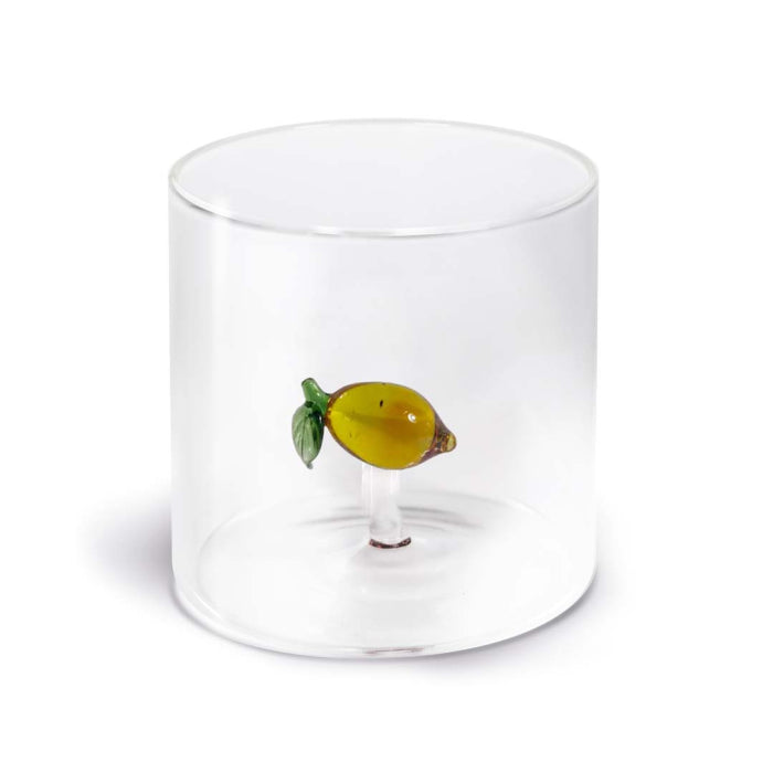 Bicchiere in vetro borosilicato Capacità 250 ml Decoro limone