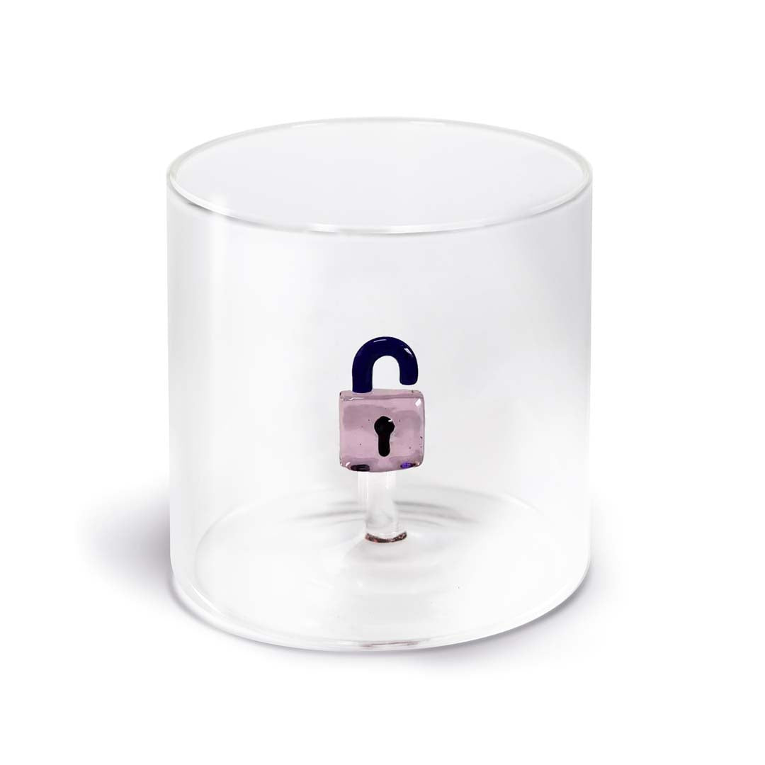 Bicchiere in vetro borosilicato - 250 ml / Decoro Lucchetto