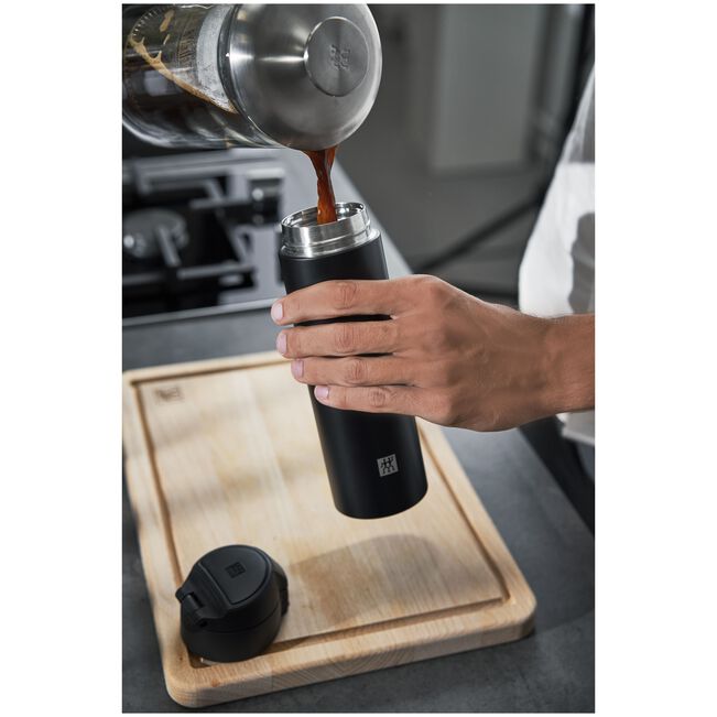 Thermo - Borraccia termica - 450 ml, acciaio inox - colore nero