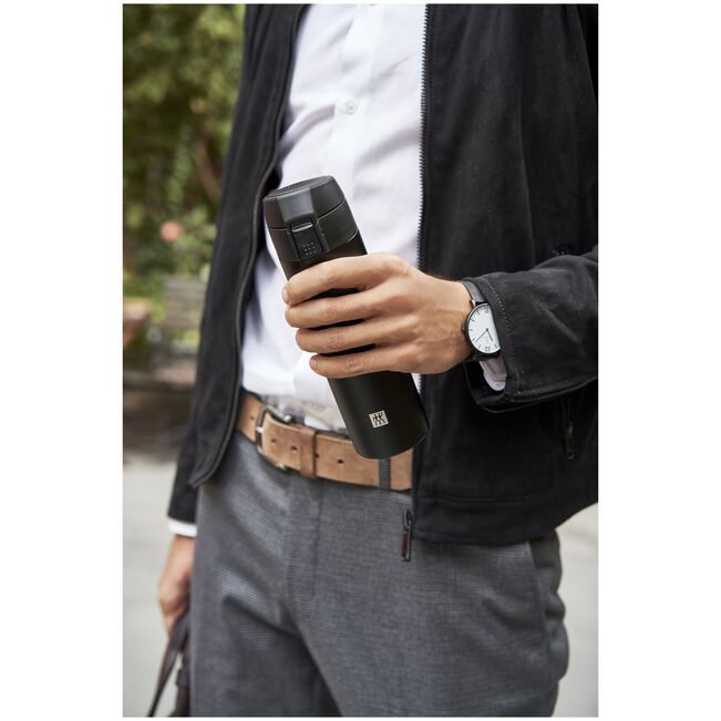 Thermo - Borraccia termica - 450 ml, acciaio inox - colore nero