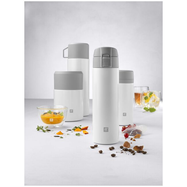 Thermo - Borraccia termica - 450 ml, acciaio inox - colore bianco