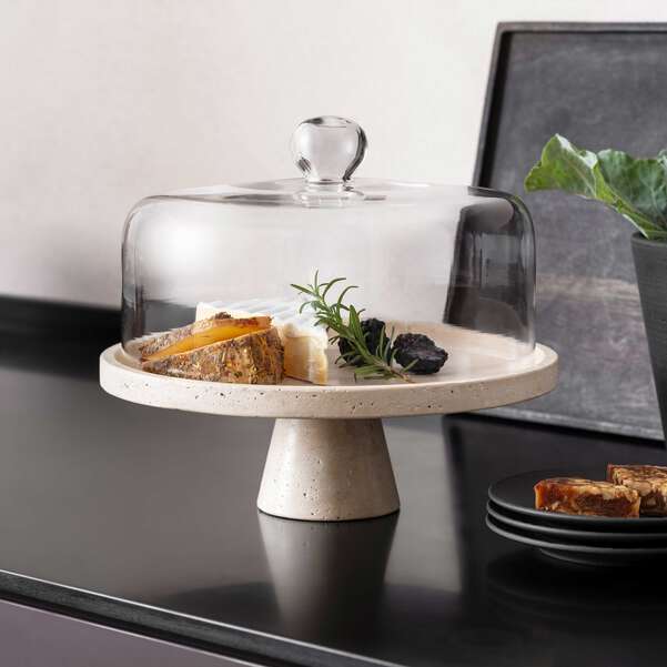 Manufacture Travertine Piatto da portata con piede