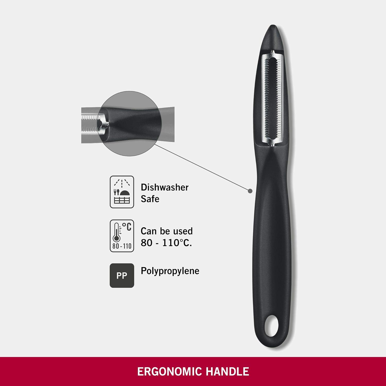 Sbucciatore UNIVERSALE seghettato, doppio taglio, impugnatura ergonomica / Nero
