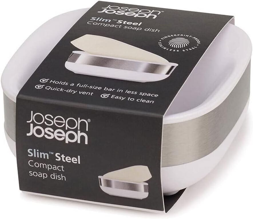 SLIM - Porta Saponetta Compatto / Bianco -Acciaio Inox