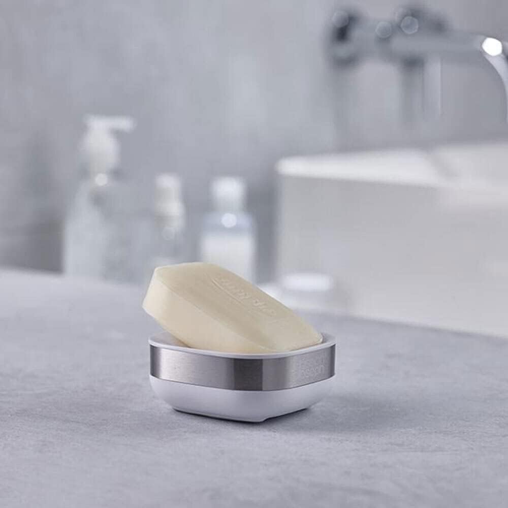 SLIM - Porta Saponetta Compatto / Bianco -Acciaio Inox